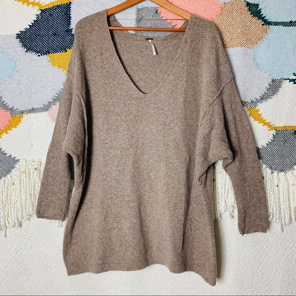 Free People Sweaters - Free people drop shoulder taupe sweater slouch M